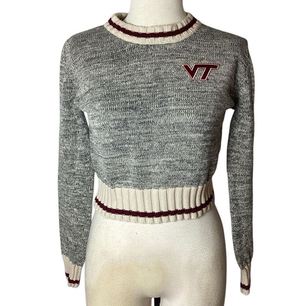 Renu by Bruzer Virginia Tech Hokies Cropped Sweater Women’s Medium Gray